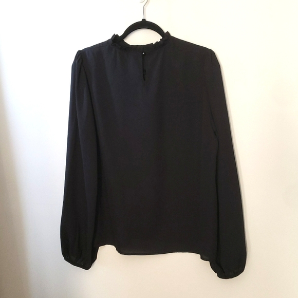 Black Ruffled Neck Top - Picture 2 of 5